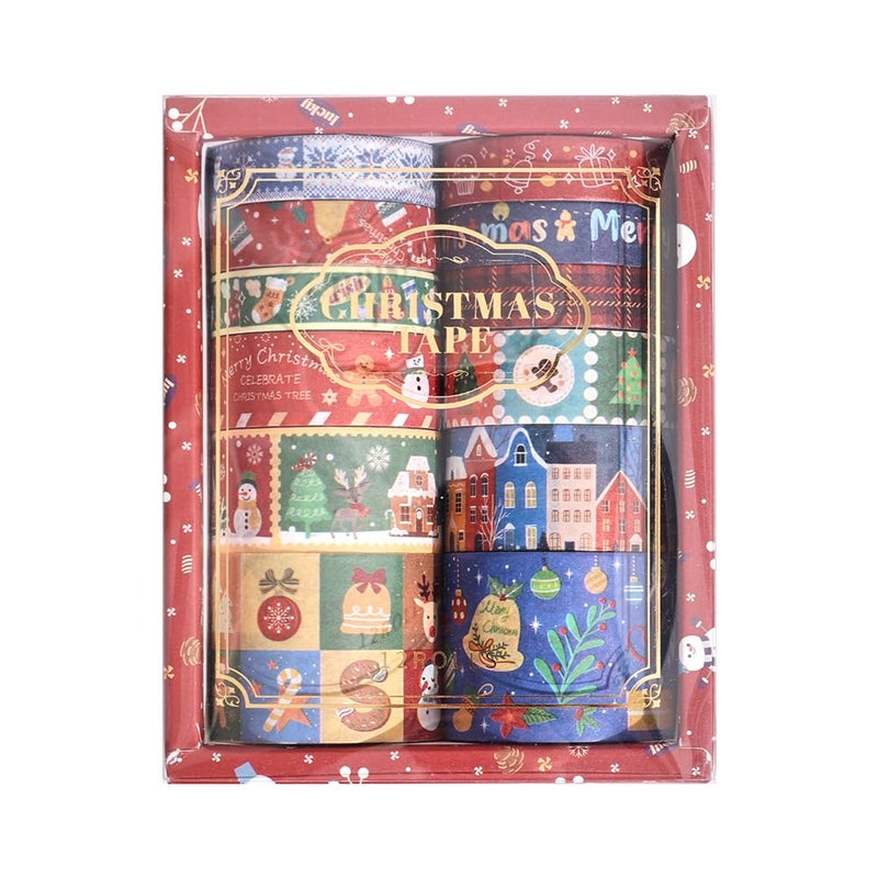 icceemee Christmas Theme Washi Tape Set, 12 Rolls Christmas Washi Tape Writable Decorative Tapes for Scrapbooking, Junk Journal Supplies, Bullet Journaling, 0.6"x79" per Roll - Image 1